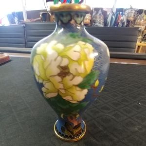 Peonies Enamel Vase
